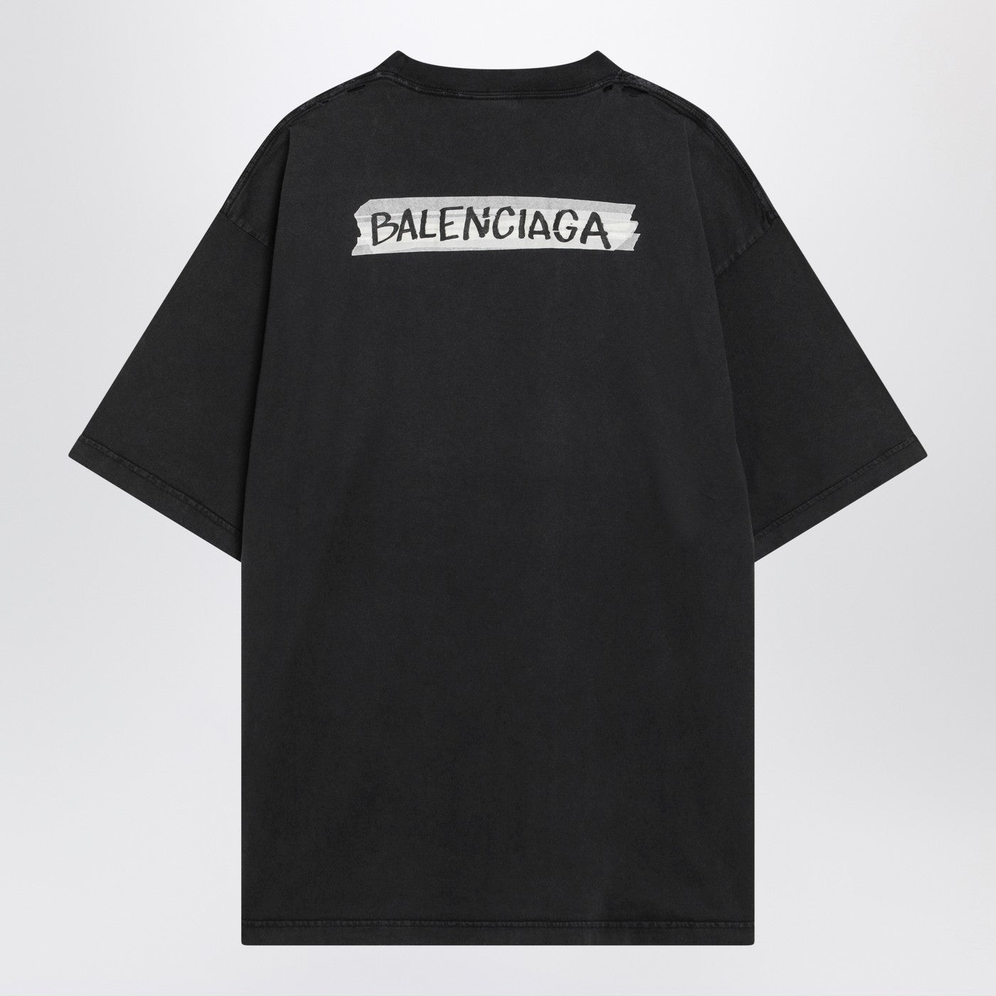 Balenciaga Black Washed Masking Tape T-Shirt With Medium Fit Women BALENCIAGA