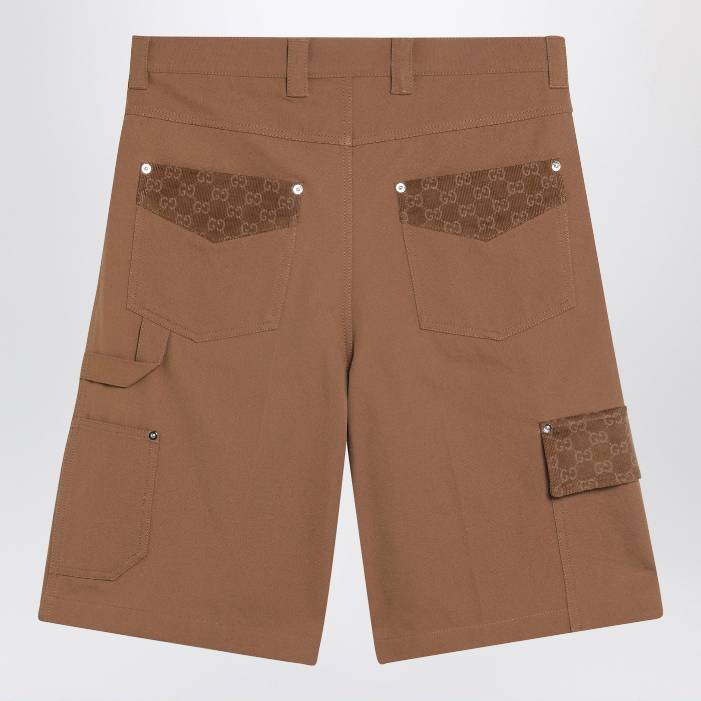Gucci Camel Cargo Bermuda Shorts With Gg Details Men GUCCI