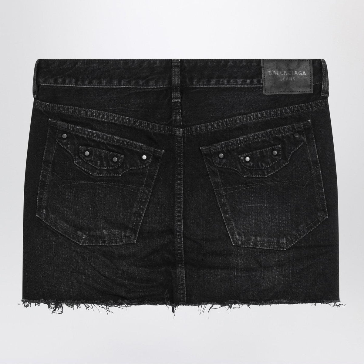 Balenciaga Washed Black City Mini Denim Skirt Women BALENCIAGA