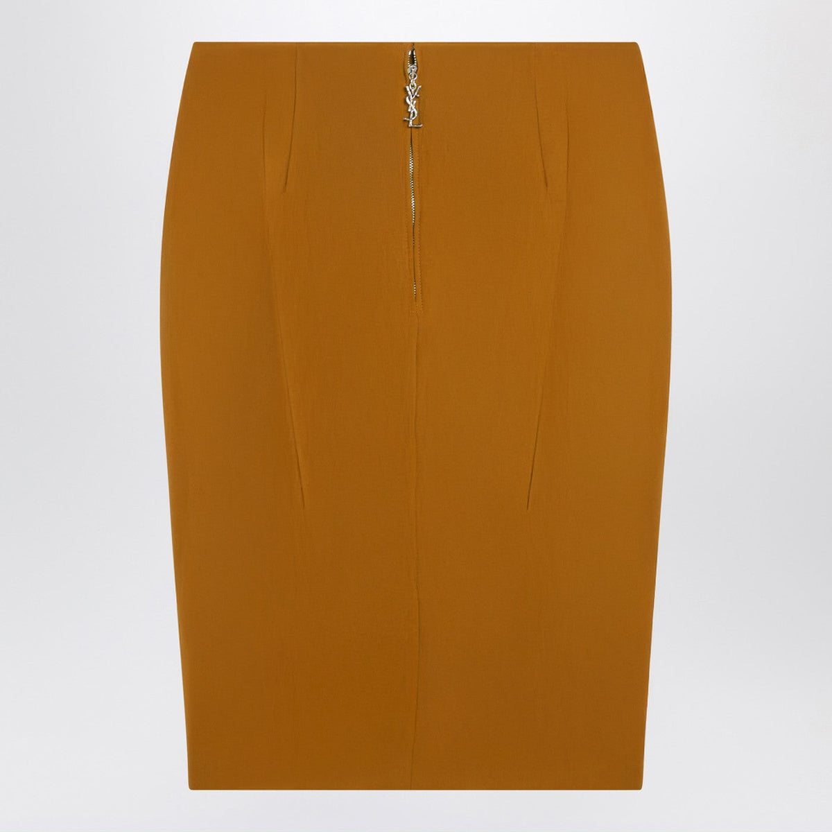 Saint Laurent Ochre Yellow Satin Pencil Skirt Women SAINT LAURENT
