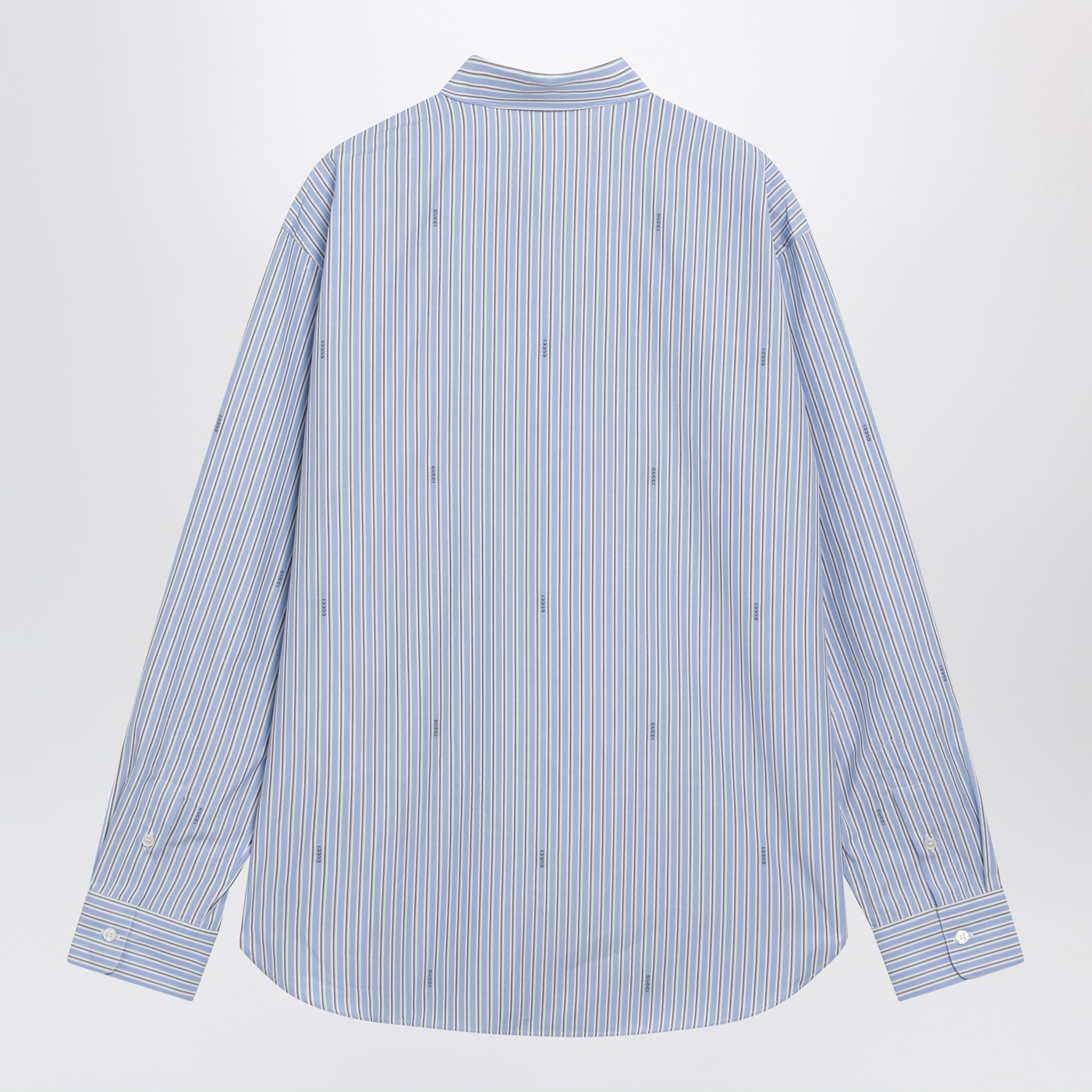 Gucci Light Blue Striped Cotton Poplin Shirt Men GUCCI