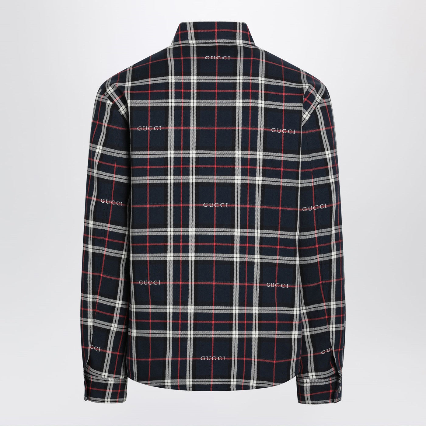 Gucci Blue Cotton Jacquard Tartan Shirt Men GUCCI