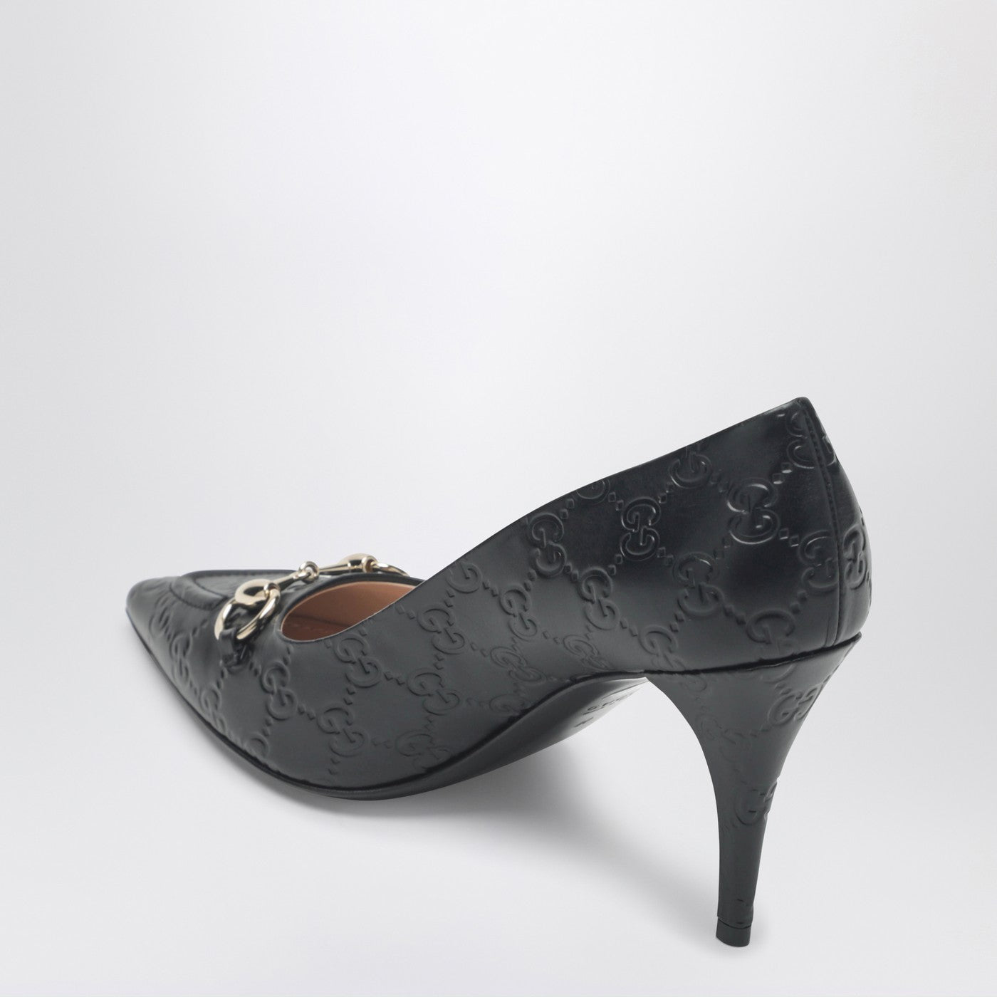 Gucci Black Gg Leather Pumps With Horsebit Women GUCCI
