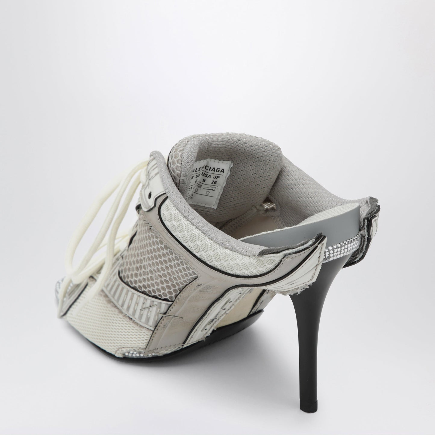 Balenciaga Stapler Grey Heeled Sandals With Distressed Effect Women BALENCIAGA