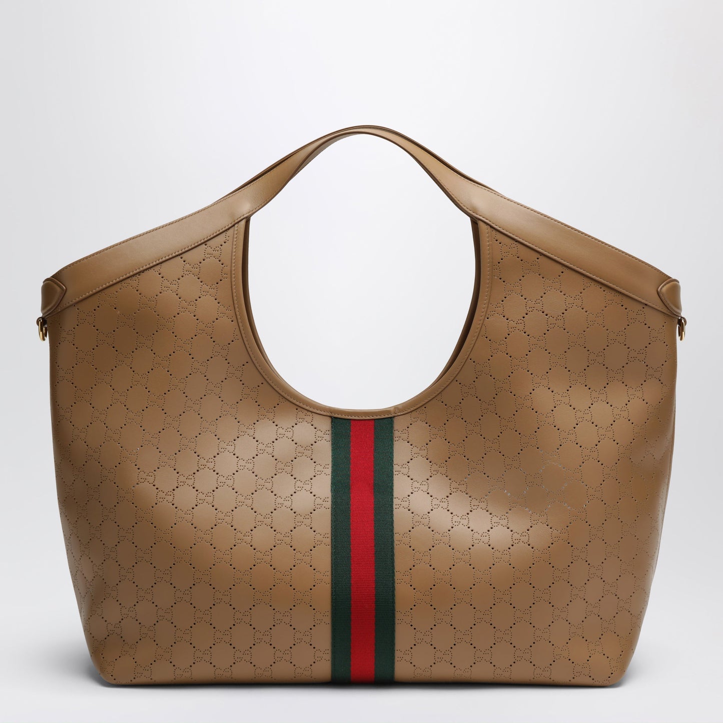 Gucci Giglio Large Shopping Tote In Perforated Gg Leather Beige Women GUCCI