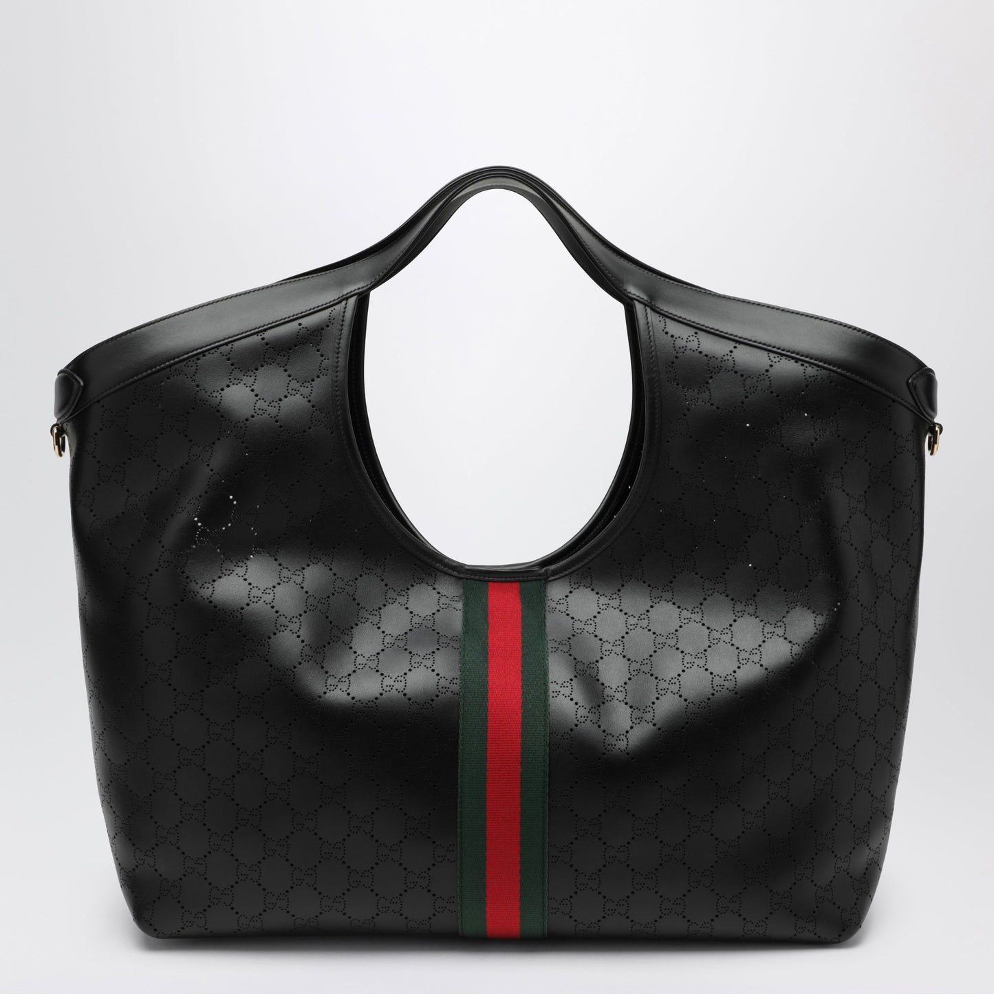 Gucci Giglio Large Black Perforated Leather Tote Bag Women GUCCI