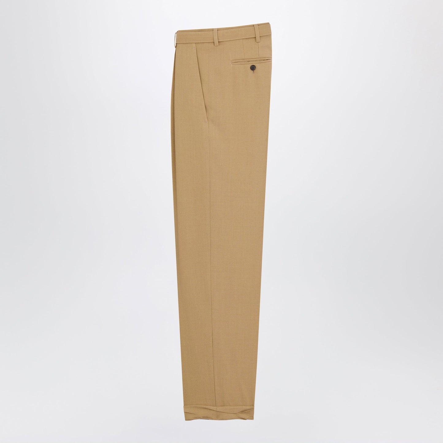 Saint Laurent High-Waisted Tailored Trousers With Belt In Beige Wool Men SAINT LAURENT