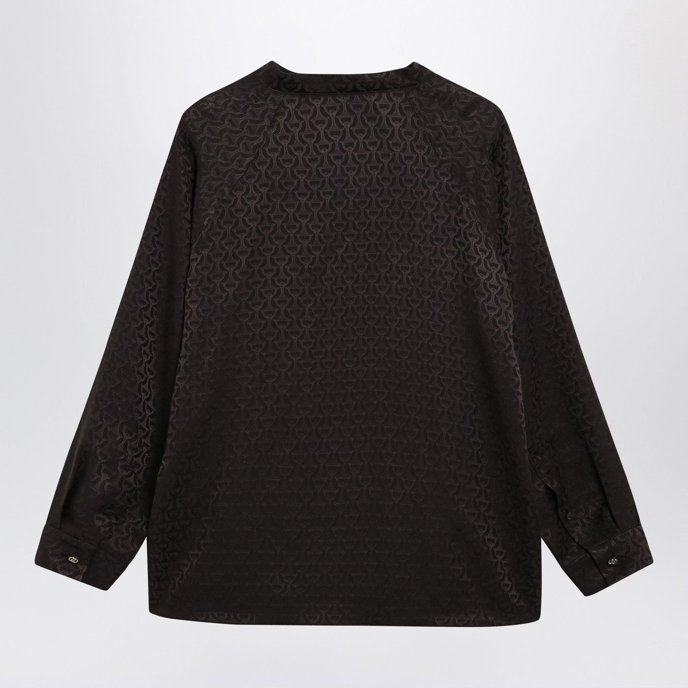 Gucci Brown Jacquard Silk Shirt With Clamps Women GUCCI