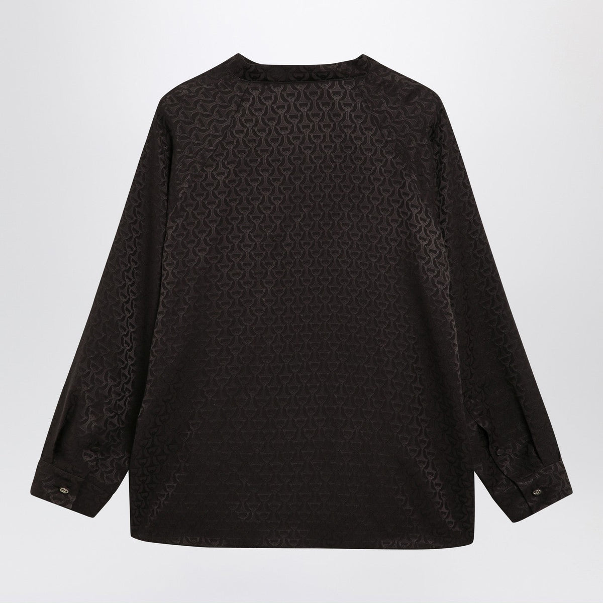 Gucci Brown Jacquard Silk Shirt With Clamps Women GUCCI