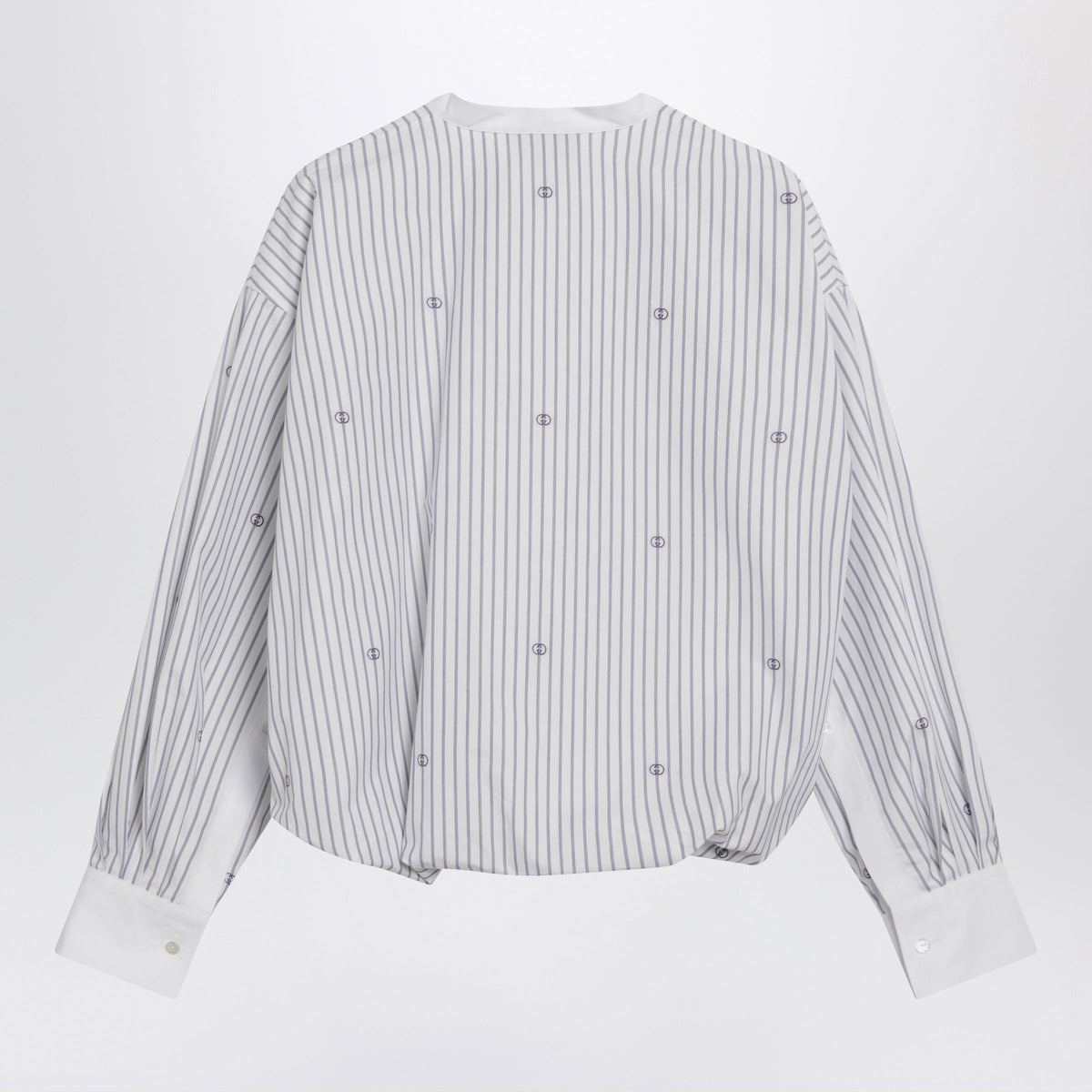 Gucci Purple Striped Cotton Blouse With Gg Embroidery Women GUCCI