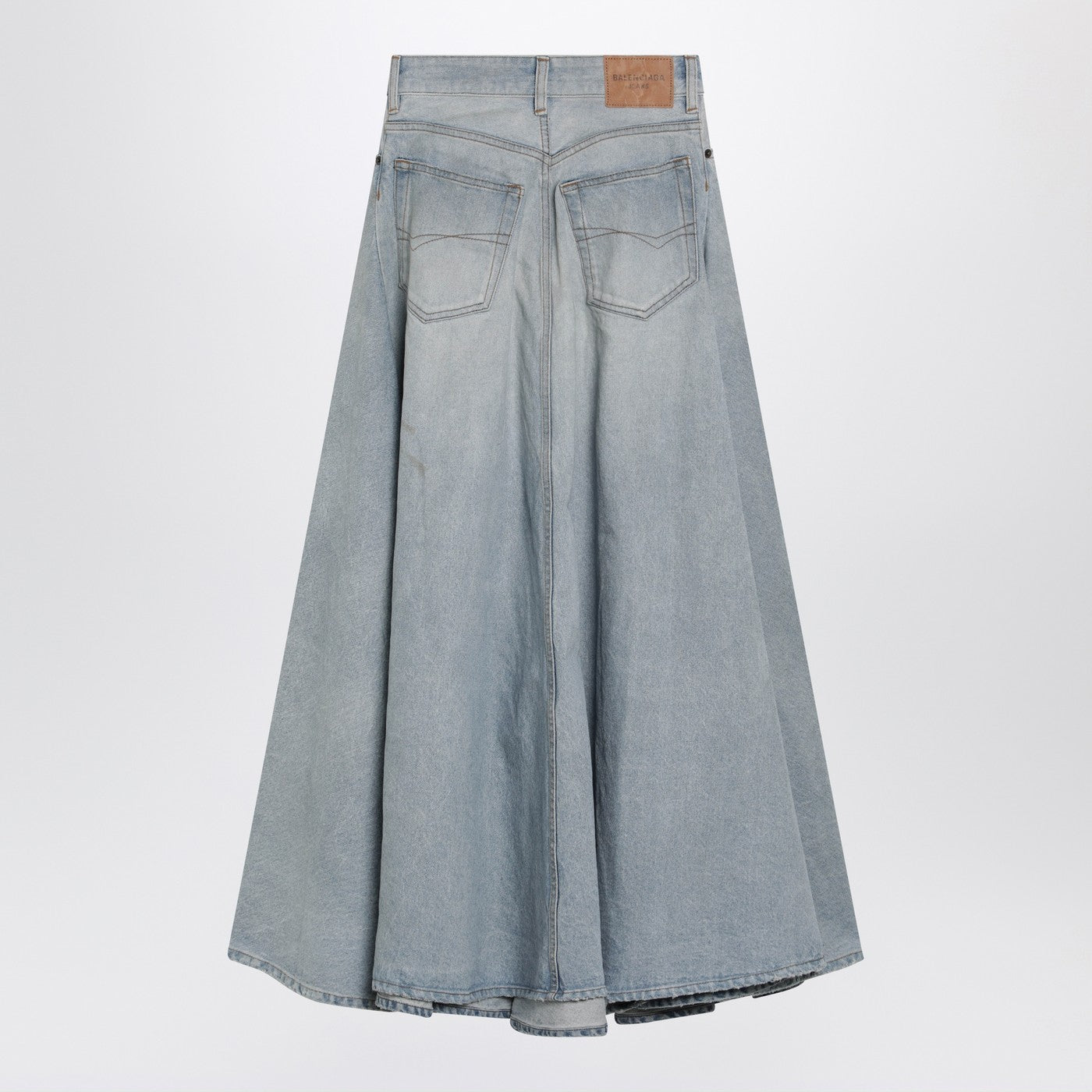 Balenciaga Light Blue Maxi Godet Denim Skirt Women BALENCIAGA
