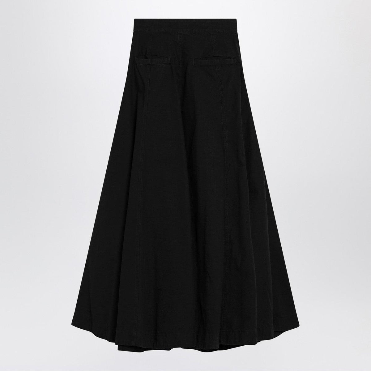 Balenciaga Black Cotton Ripstop Godet Maxi Skirt Women BALENCIAGA