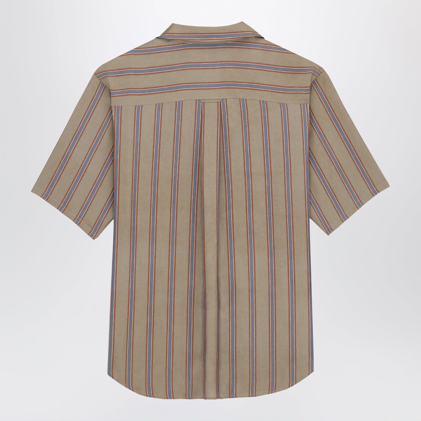 Saint Laurent Boxy Short-Sleeve Button-Up Cupro Shirt, Brown Men SAINT LAURENT