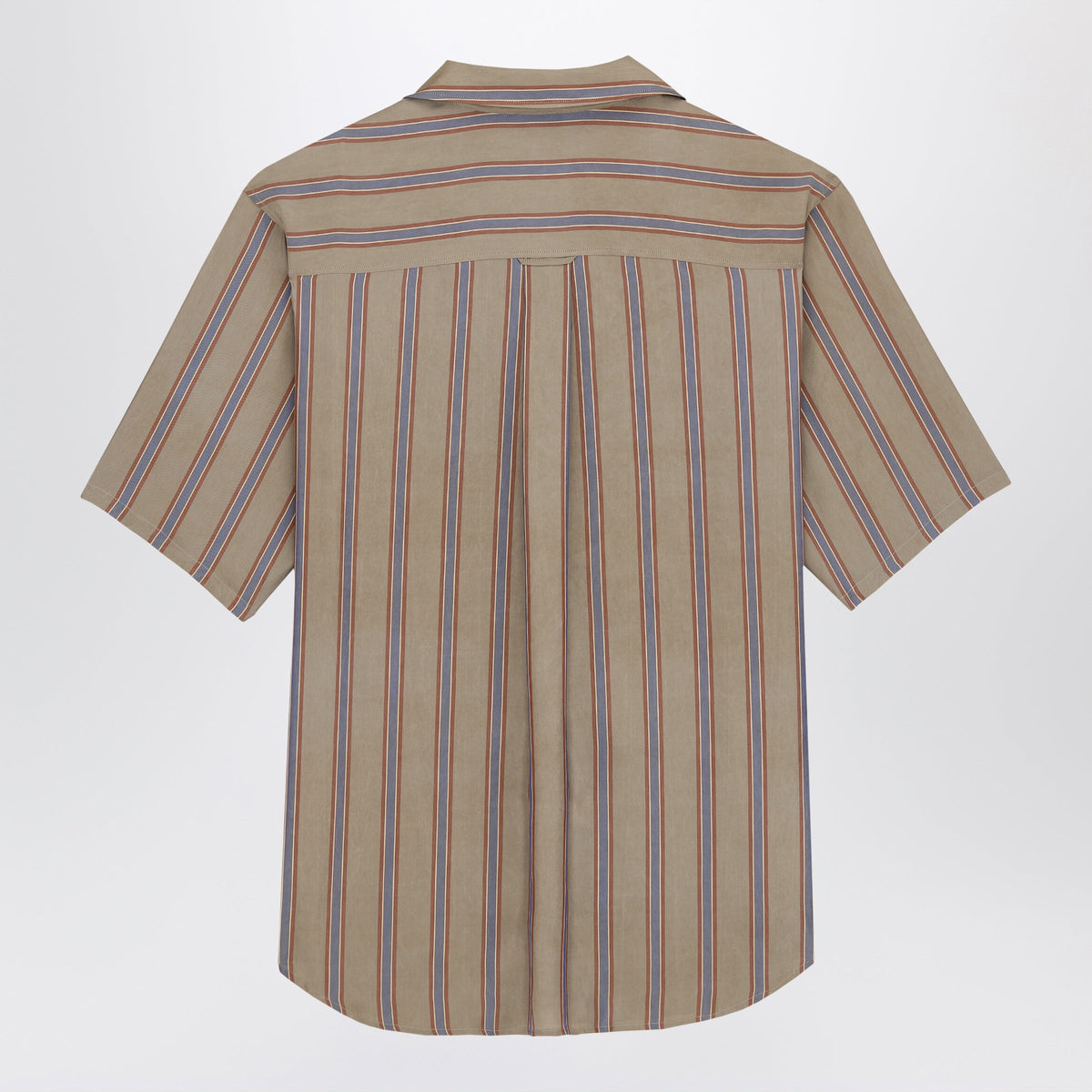 Saint Laurent Boxy Short-Sleeve Button-Up Cupro Shirt, Brown Men SAINT LAURENT
