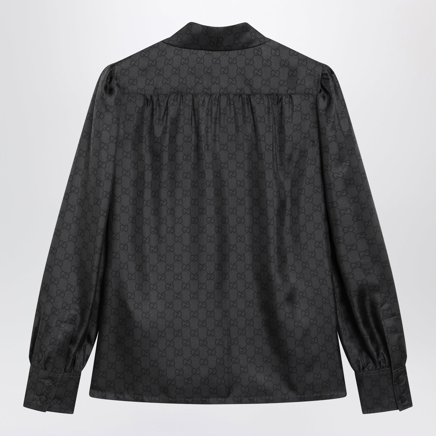 Gucci Black Silk Twill Shirt With Gg Print Women GUCCI
