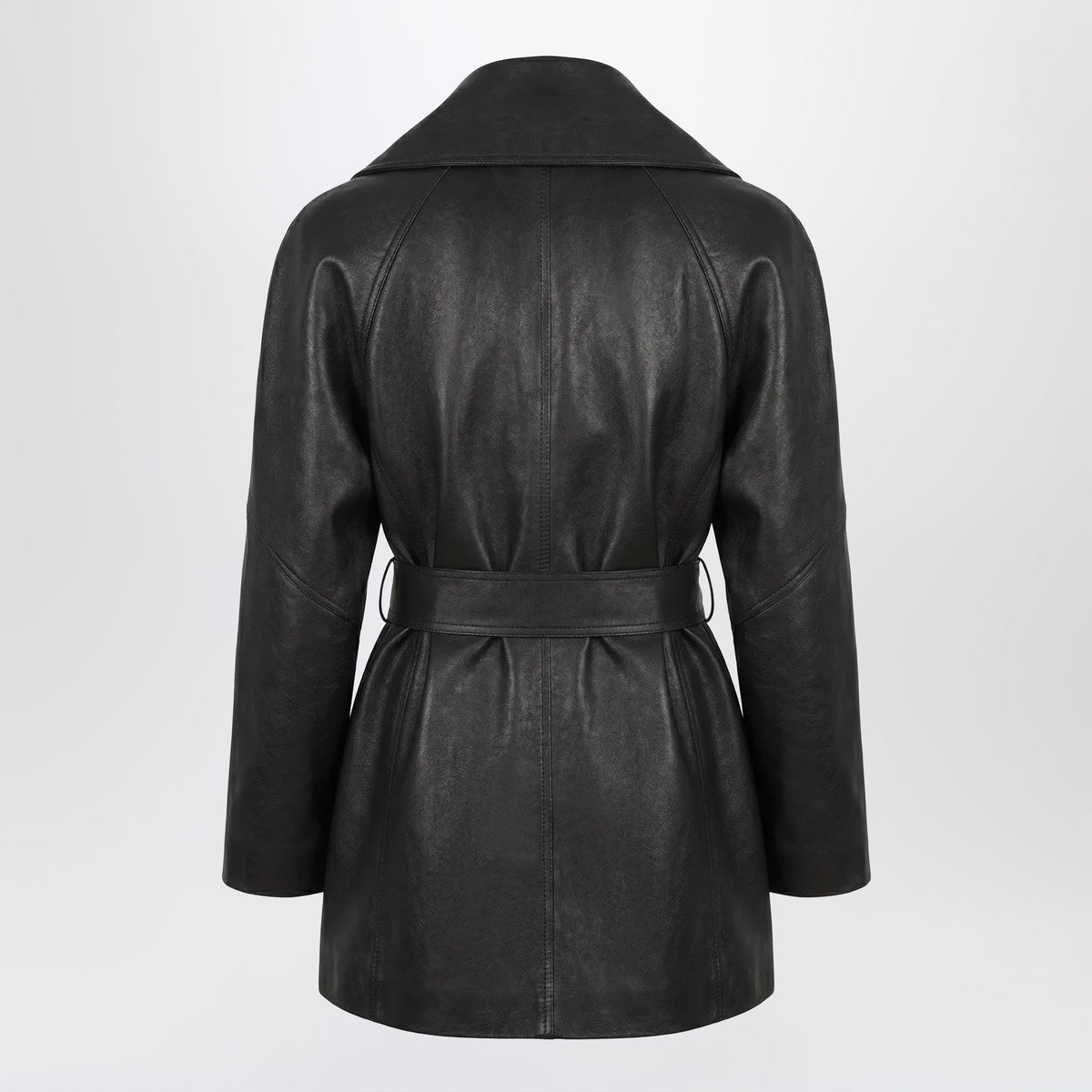 Gucci Black Leather Jacket With Dionysus Belt Women GUCCI