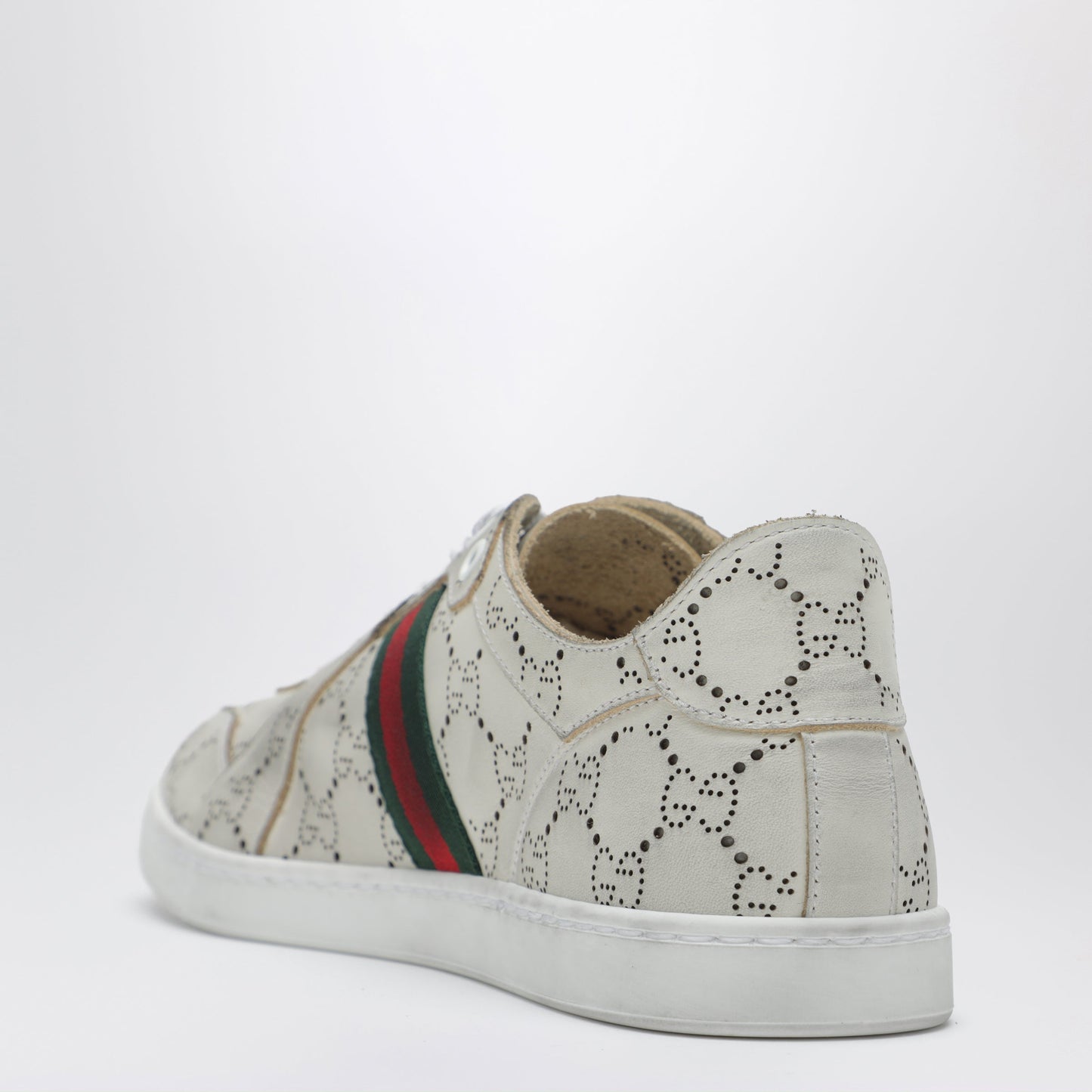 Gucci White Stretch Sneakers With Laser-Cut Gg Motif Women GUCCI