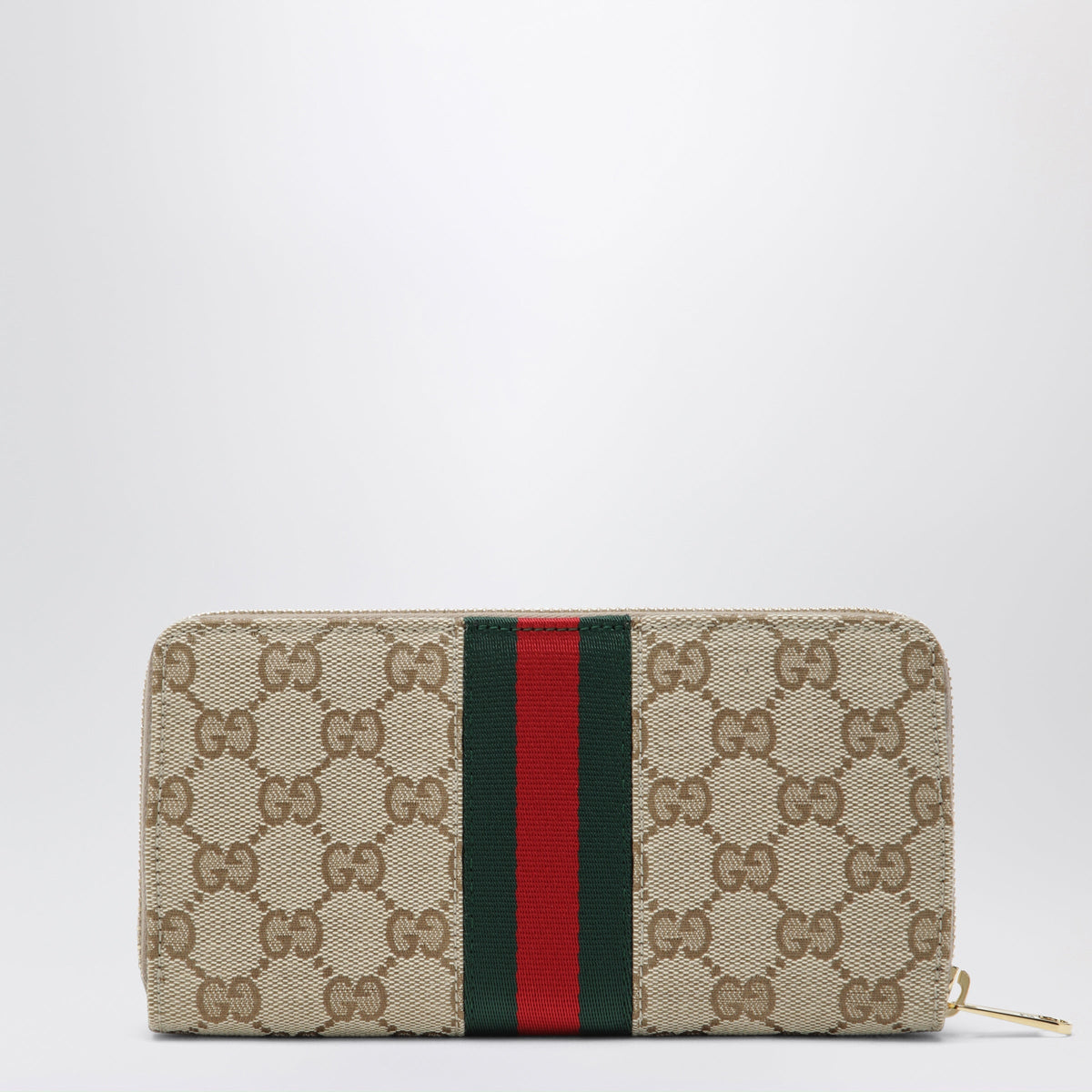 Gucci Horsebit Web Zipped Wallet In Gg Canvas Beige Women GUCCI