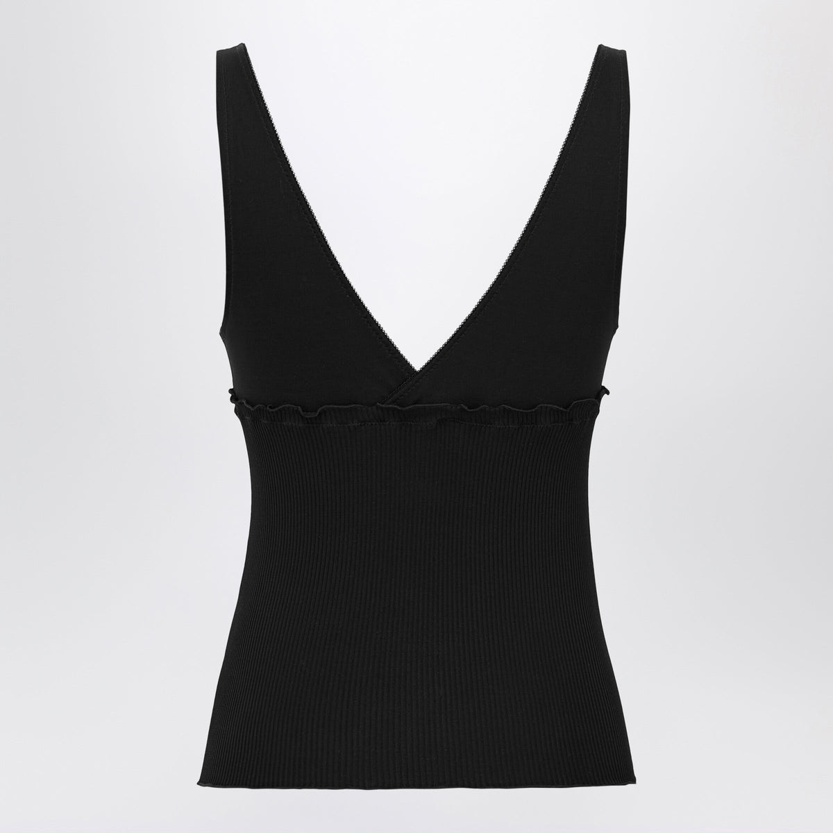Saint Laurent Cassandre Ribbed Silk Jersey Tank Top, Black Women SAINT LAURENT