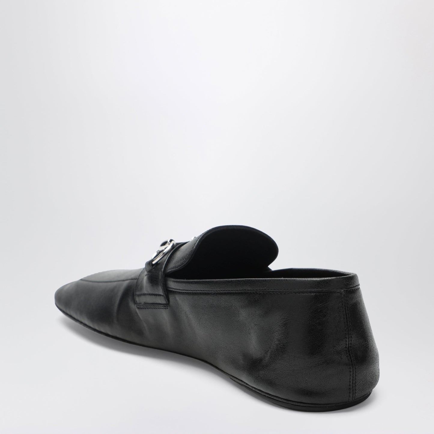 Gucci Black Leather Horsebit Loafers With Silver Hardware Men GUCCI
