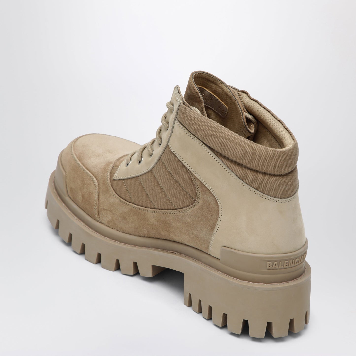 Balenciaga Sand-Colored Nubuck Combat Strike Boots Men BALENCIAGA