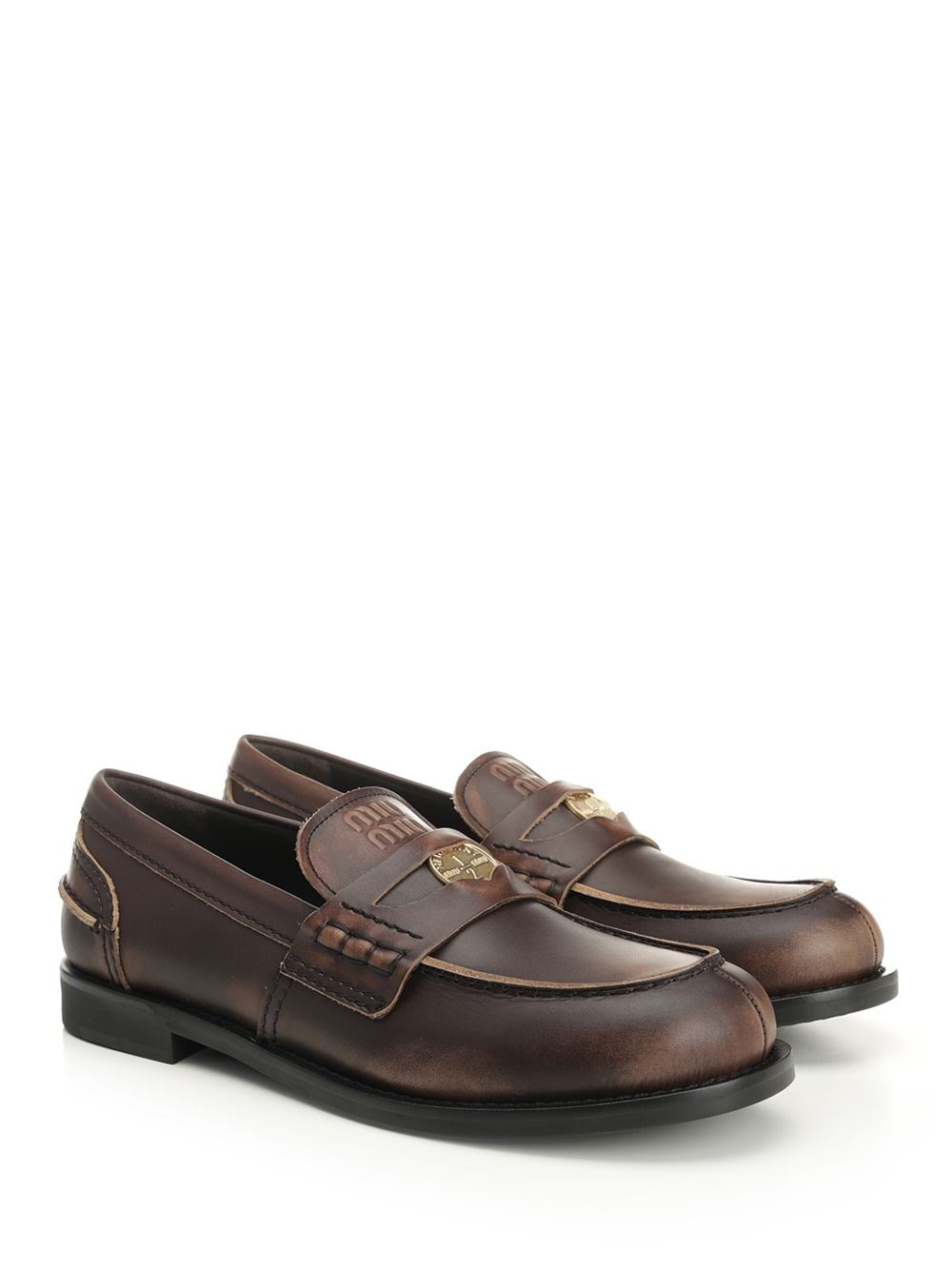 Miu Miu Women Vintage Effect Leather Moccasins MIU MIU