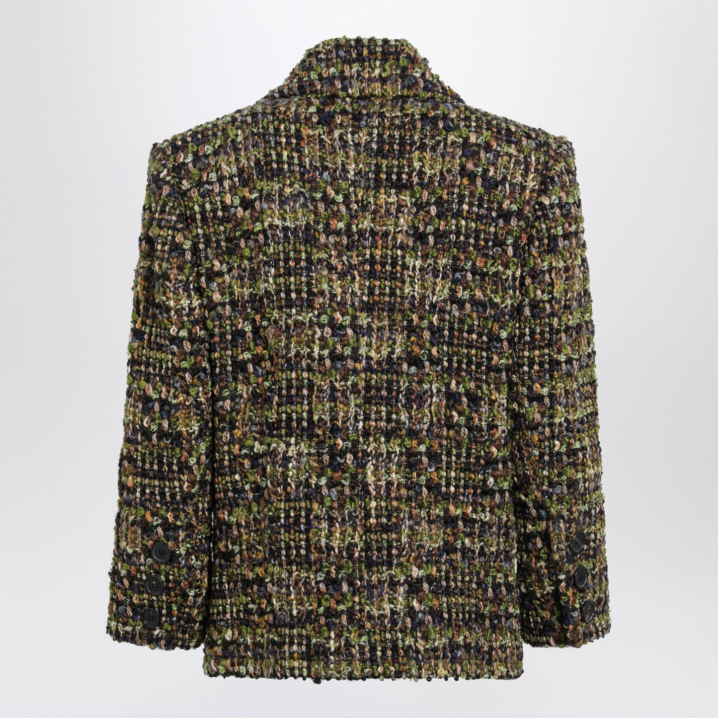 Saint Laurent Single-Breasted Khaki Grey Green Tweed Jacket Women SAINT LAURENT