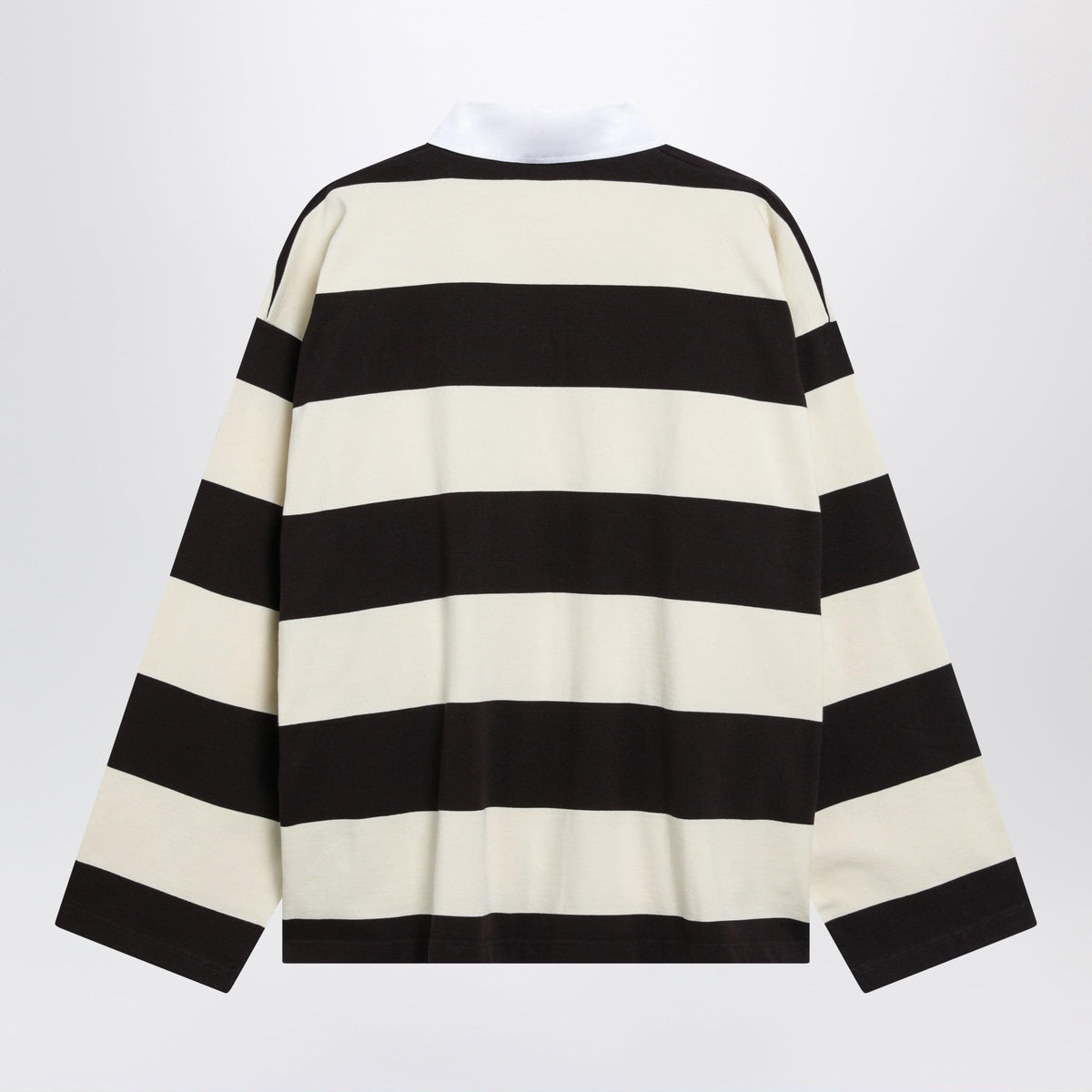 Balenciaga Striped Jersey Polo Shirt In Cotton, Brown Men BALENCIAGA