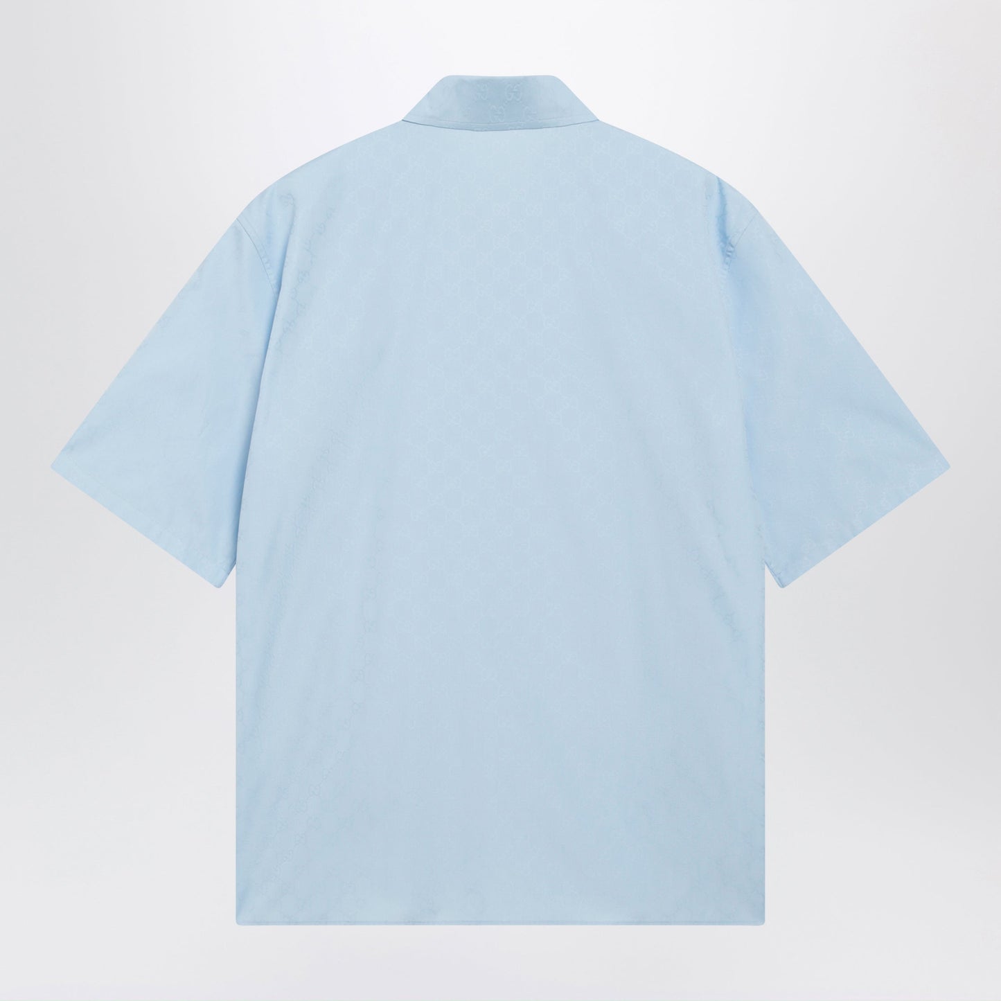 Gucci Gg Cotton Poplin Short-Sleeve Shirt In Light Blue Men GUCCI