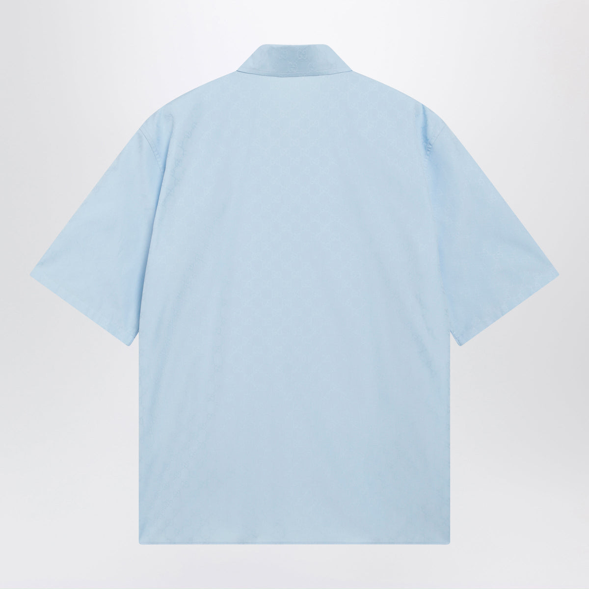 Gucci Gg Cotton Poplin Short-Sleeve Shirt In Light Blue Men GUCCI