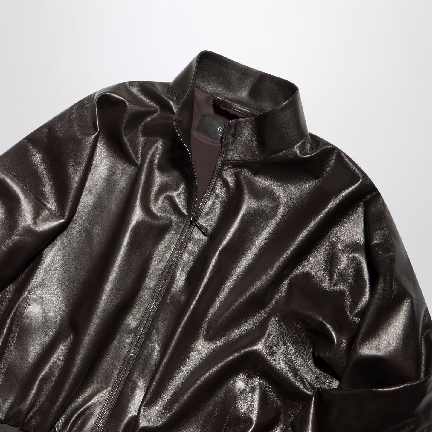 Gucci Soft Nappa Leather Bomber Jacket In Dark Brown Women GUCCI