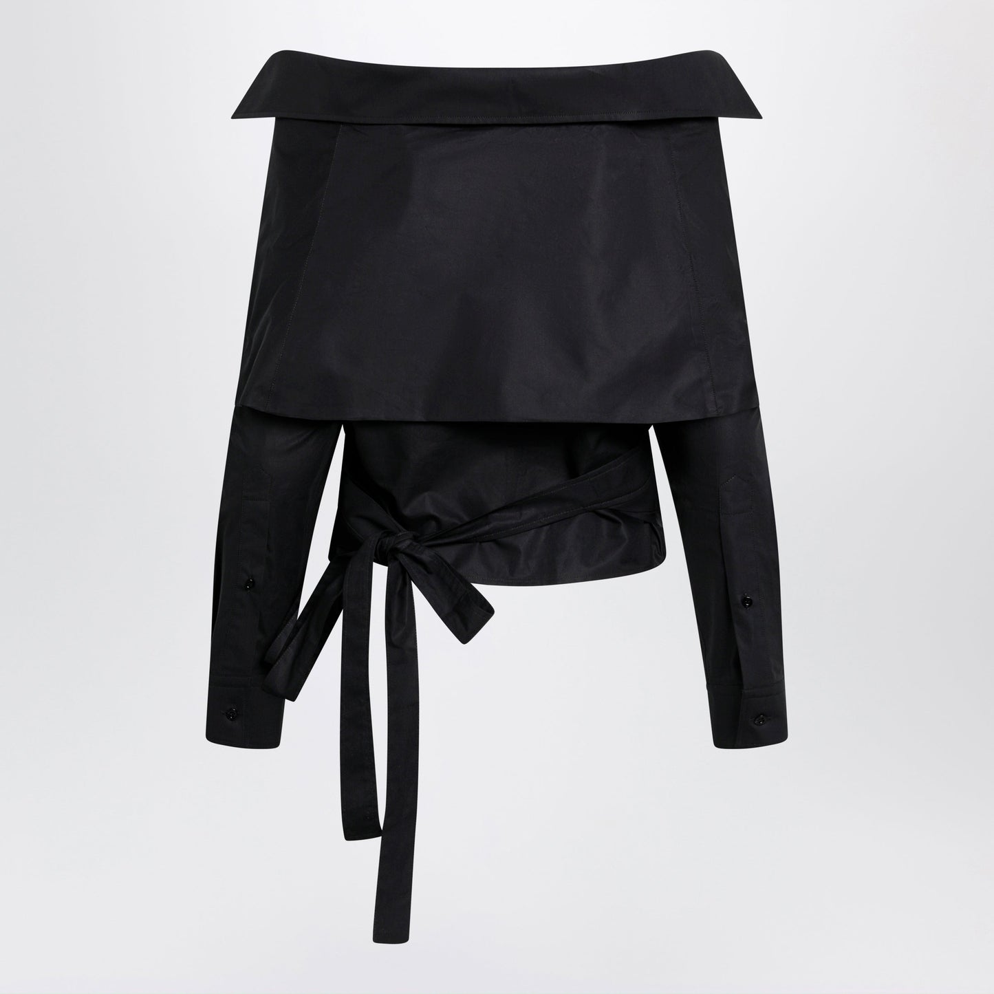 Balenciaga Off-Shoulder Wrap Shirt In Black Women BALENCIAGA