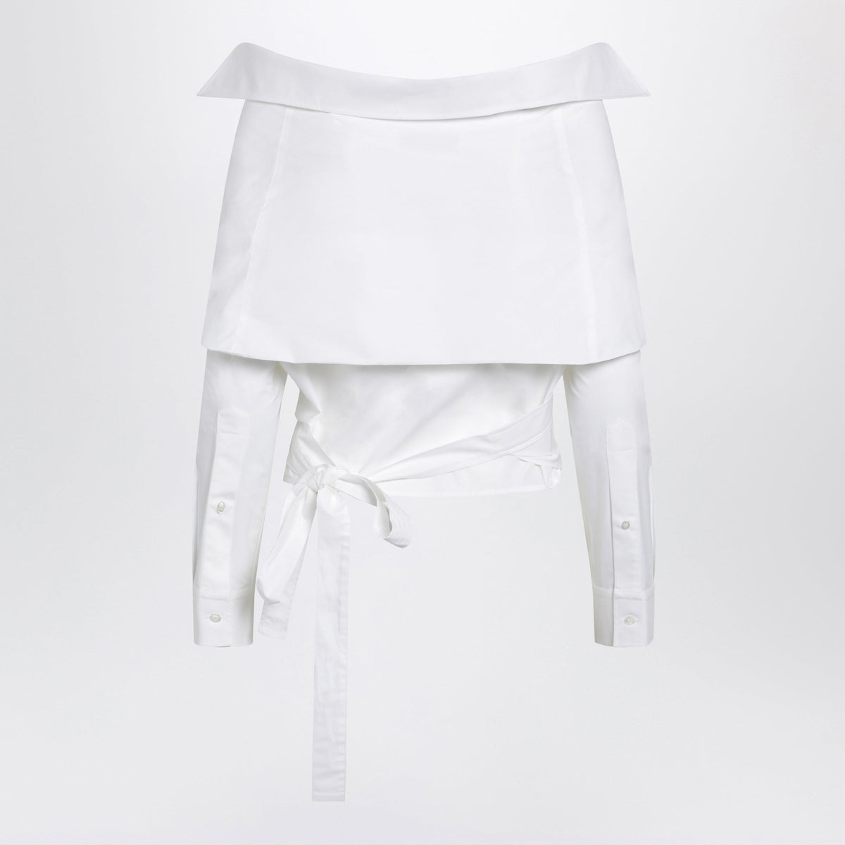 Balenciaga White Wrap Shirt With Off-Shoulder Design Women BALENCIAGA