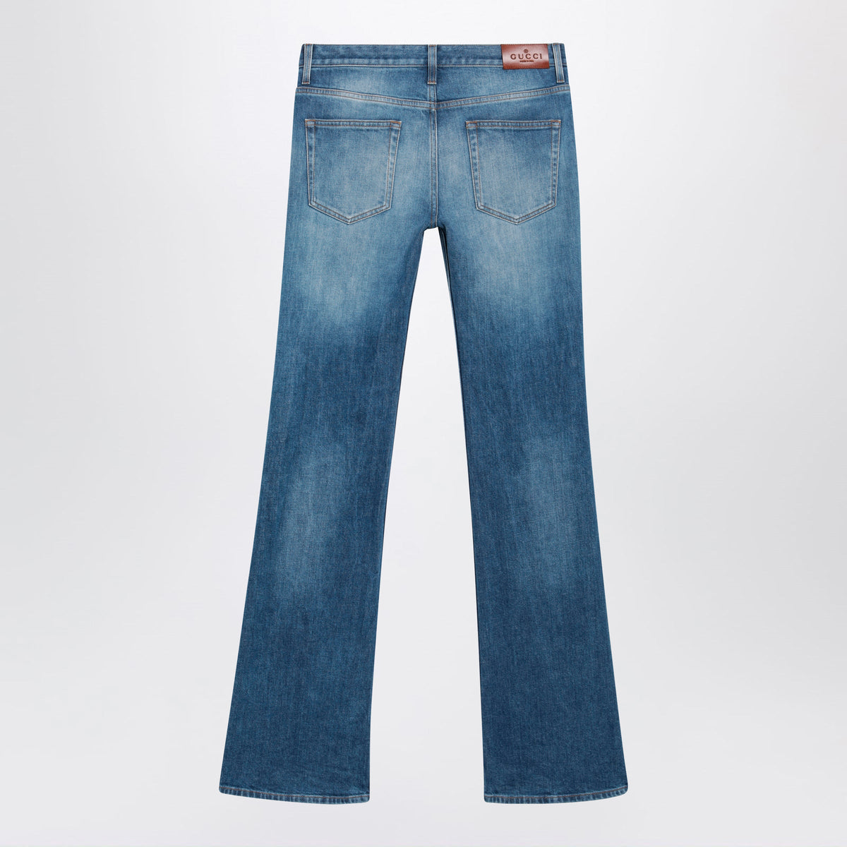 Gucci Low-Rise Flare Jeans With Horsebit In Blue Denim Women GUCCI