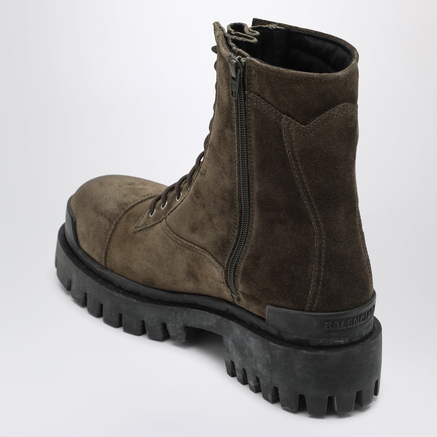 Balenciaga Combat Strike Olive Suede Calfskin Boots Men BALENCIAGA