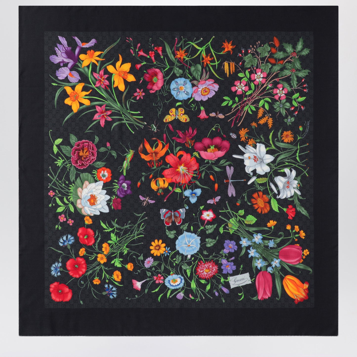 Gucci Wool And Silk Scarf With Floral Print Women GUCCI