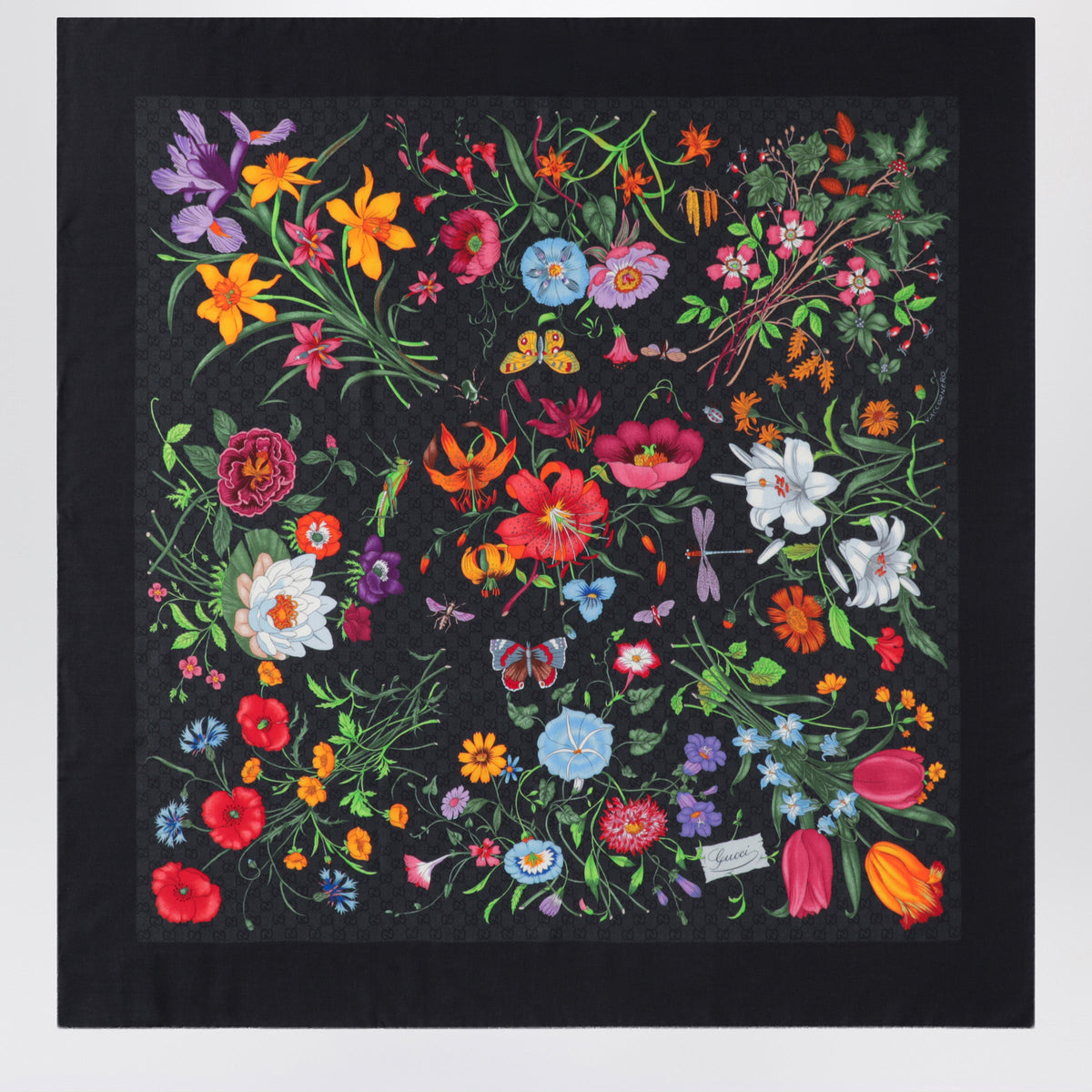 Gucci Wool And Silk Scarf With Floral Print Women GUCCI