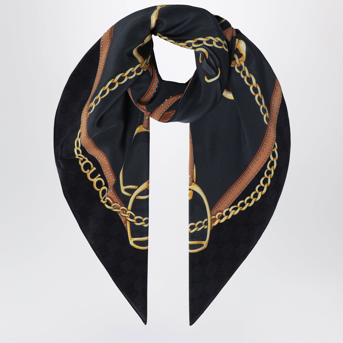 Gucci Printed Silk Crãªpe Carre In Black/Grey Women GUCCI