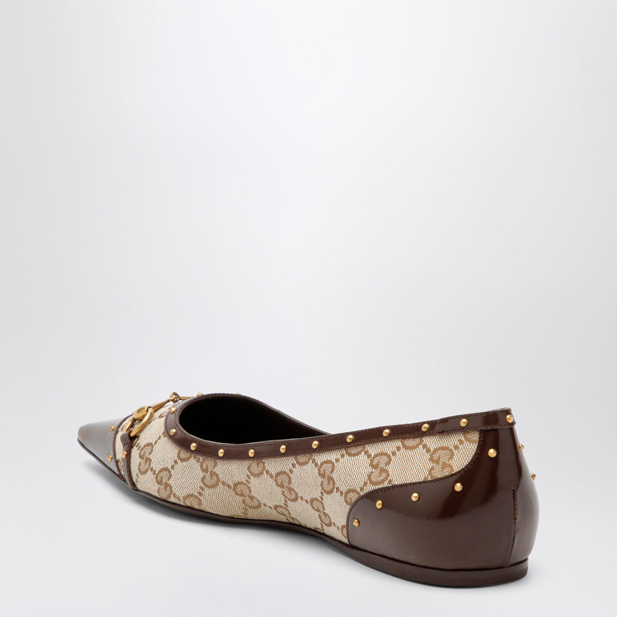 Gucci Savoy Ballet Flats In Gg Fabric And Leather In Beige Sand/Brown Women GUCCI