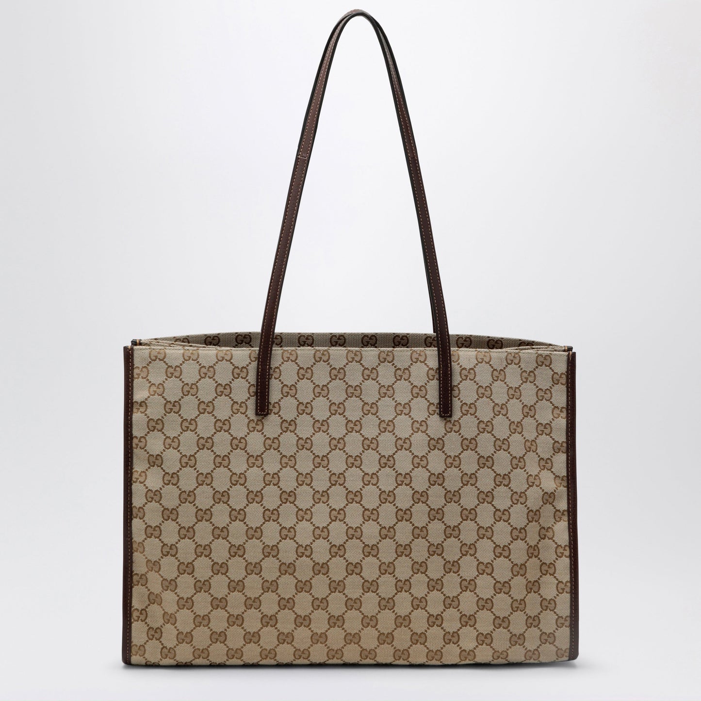 Gucci Large London Shopping Bag In Beige Sand Gg Fabric Women GUCCI
