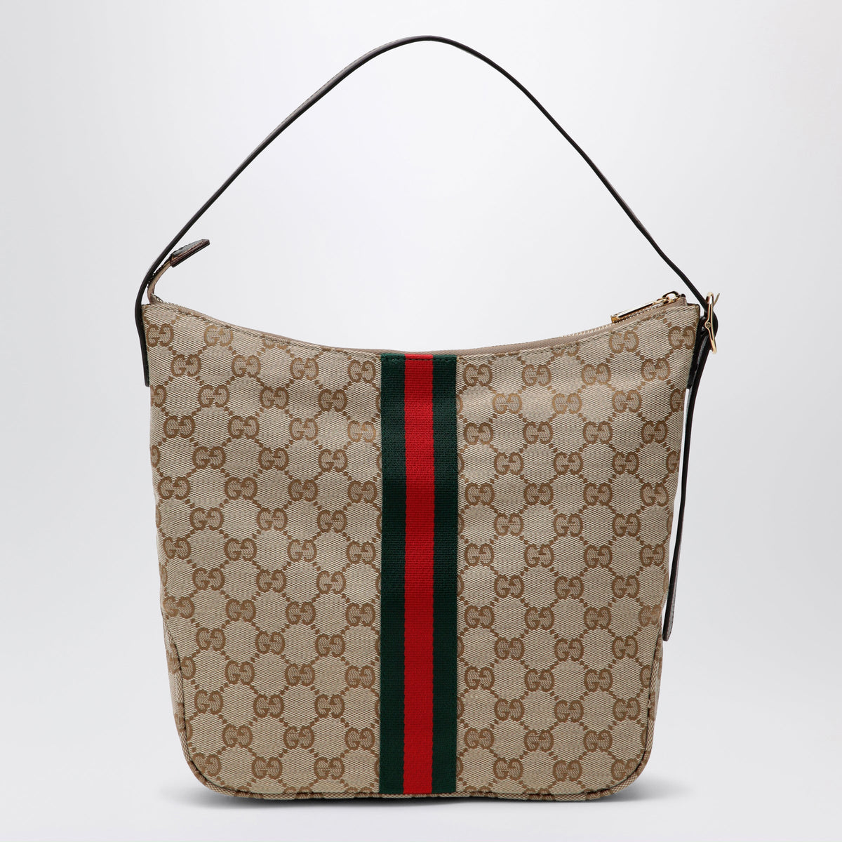 Gucci Medium Lunetta Crossbody Bag In Beige Sand Gg Fabric Men GUCCI