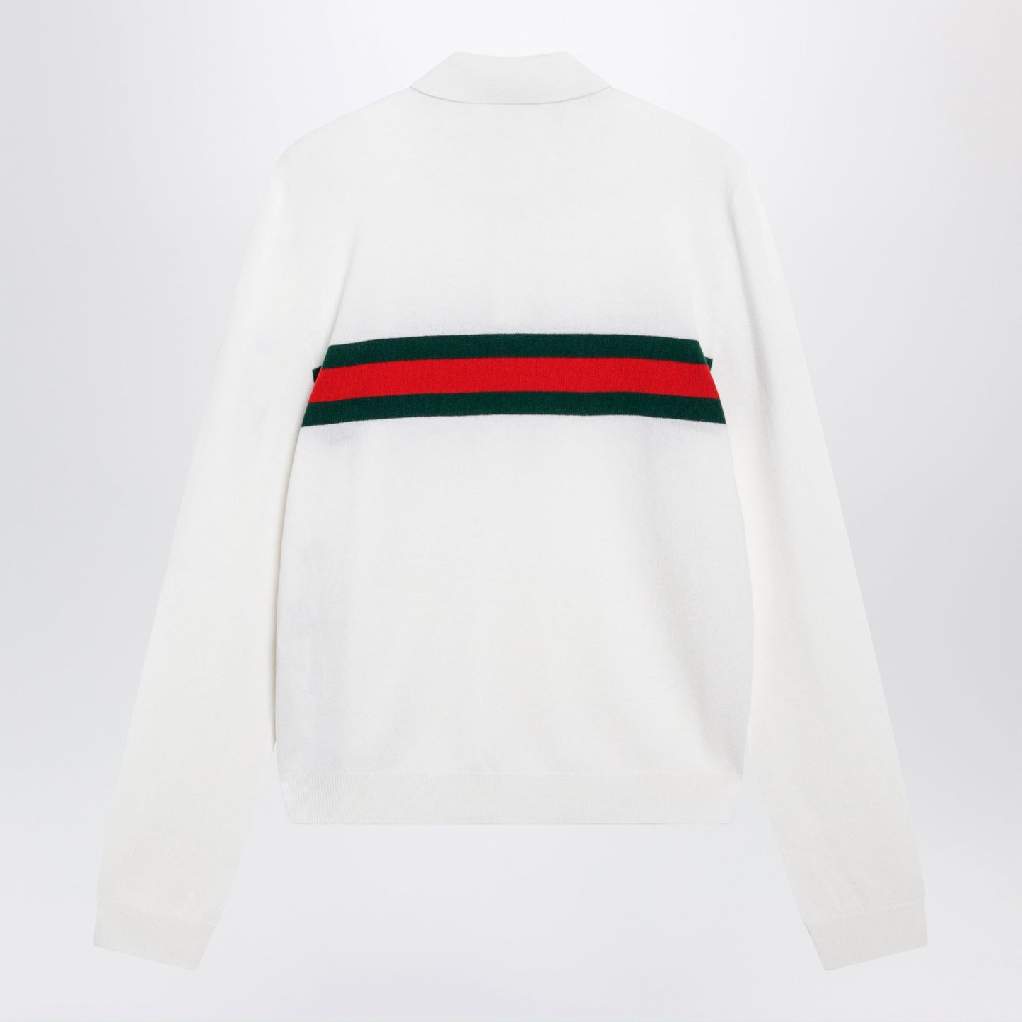 Gucci White Cashmere Polo Shirt With Web Motif Men GUCCI