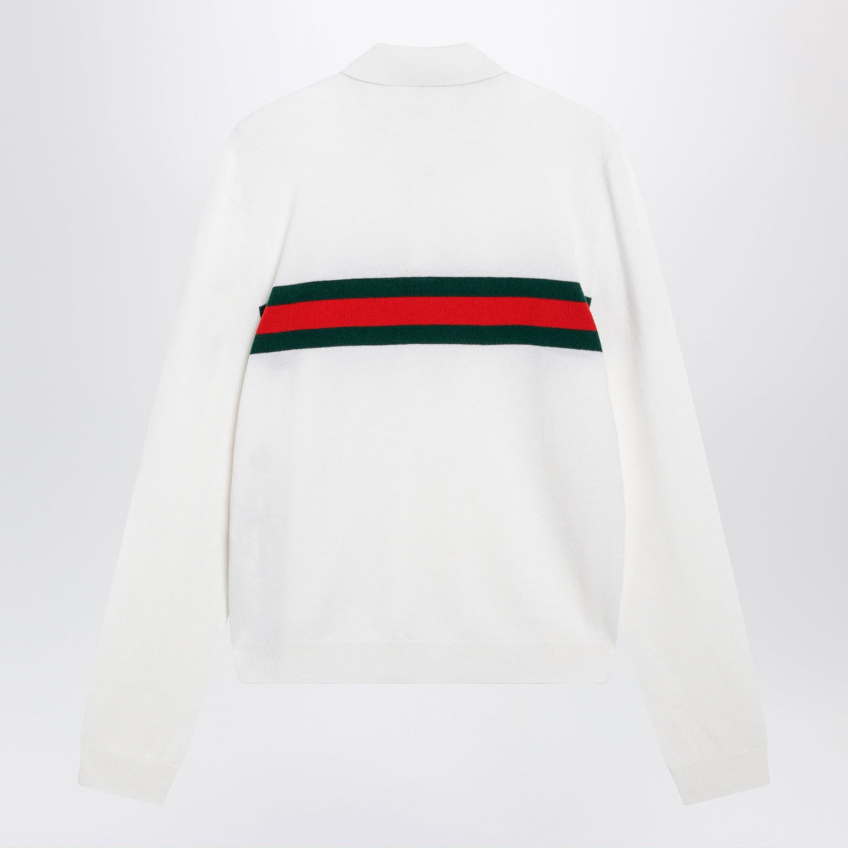 Gucci White Cashmere Polo Shirt With Web Motif Men GUCCI