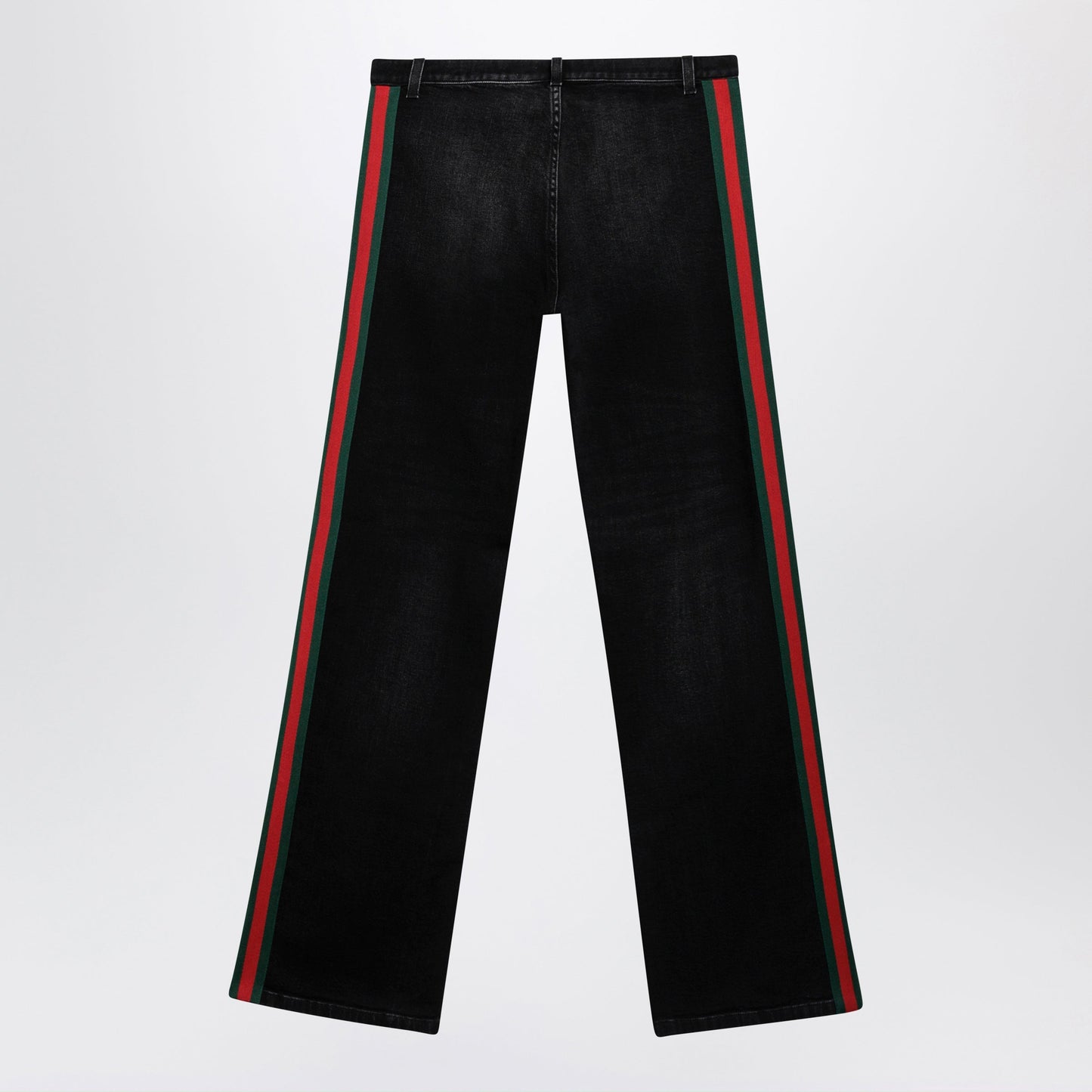 Gucci Low-Rise Cotton Denim Jeans With Web Tape In Black Men GUCCI