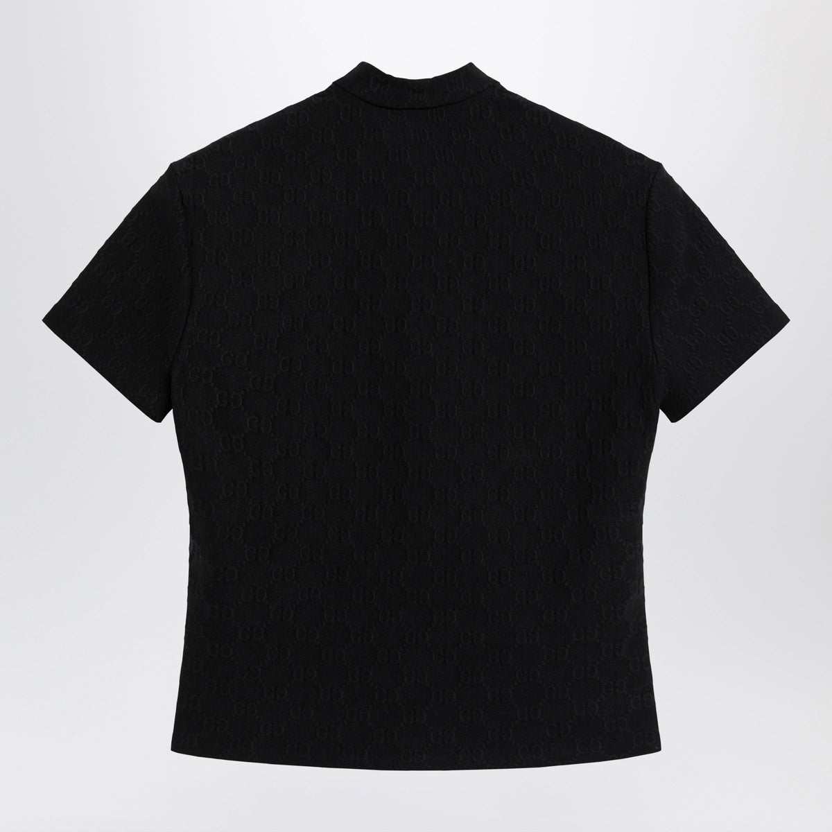 Gucci Black Gg Jacquard Jersey T-Shirt With Half Zip Women GUCCI