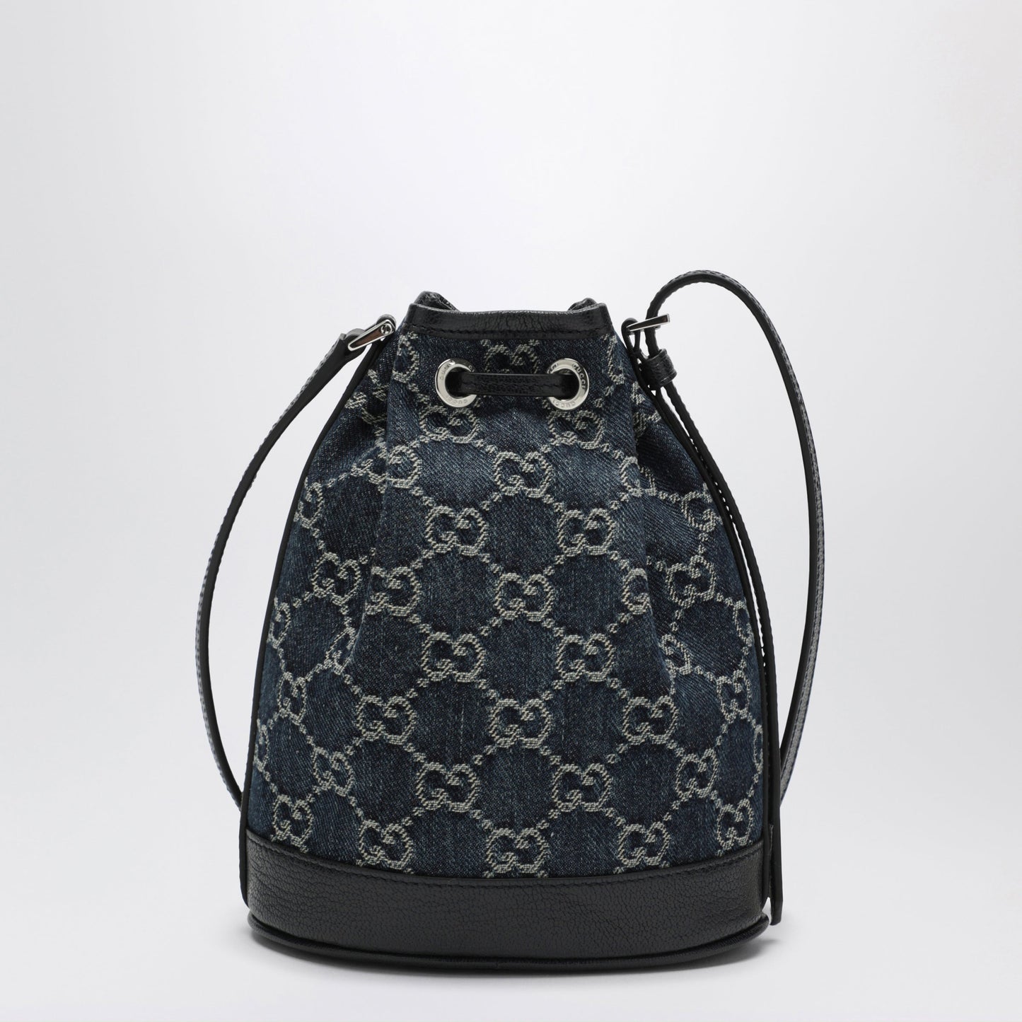 Gucci Mini Bucket Bag With Plaque In Gg Delave Denim, Blue Women GUCCI