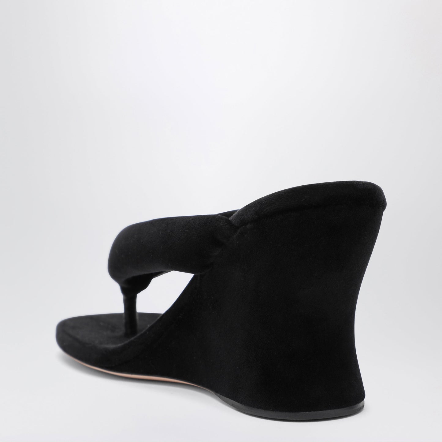 Balenciaga Wedge Thong Sandals Gaeta In Black Stretch Velvet Women BALENCIAGA