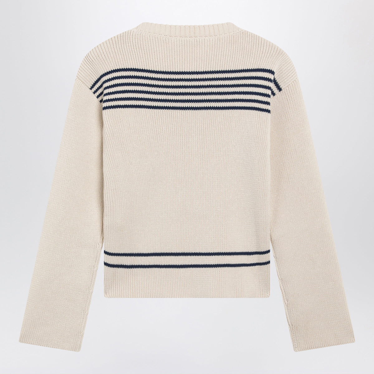 Balenciaga Boat-Neck Ribbed Cotton Sweater In Navy/White Women BALENCIAGA