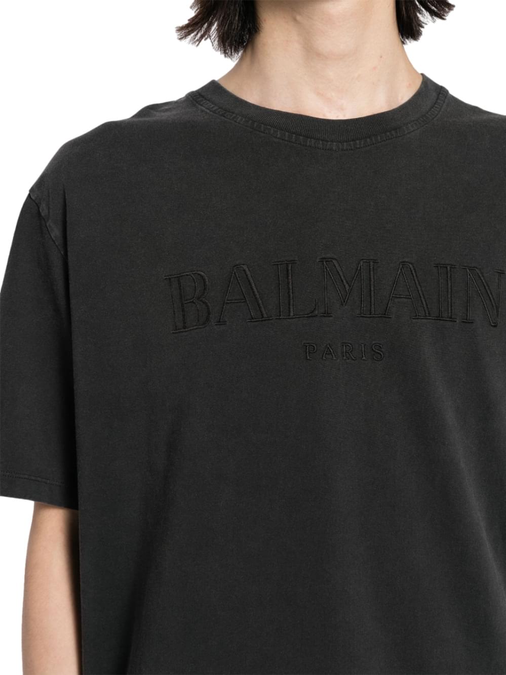 Balmain Men T-Shirt With Vintage Balmain Embroidery BALMAIN