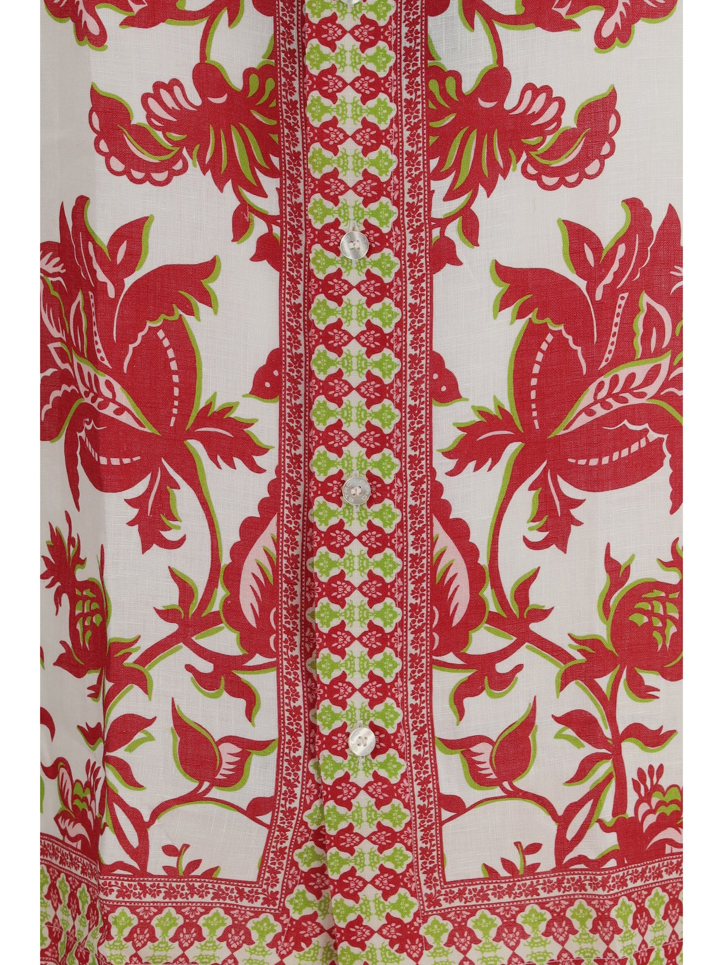 Etro Men Linen Shirt With Floral Print And Short Sleeves ETRO